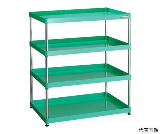 スチールラック フェニックスワゴンラック型 抗菌900X600 4段 ヤンググリーン