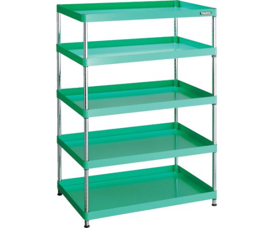 スチールラック フェニックスワゴンラック型 抗菌900X600 5段 ヤンググリーン