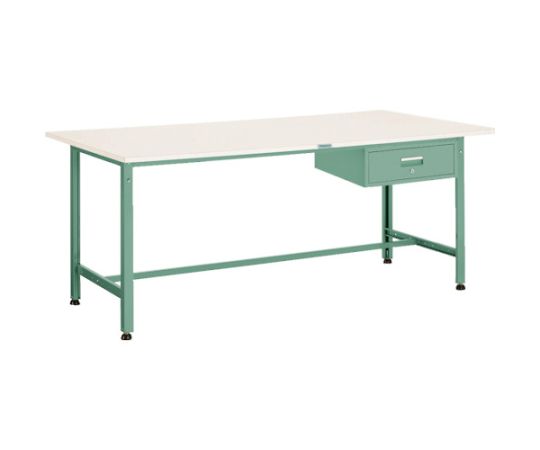 軽荷重作業台（300kg）AE型 1800X750XH740 1段引出付 グリーン色　AE-1800F1