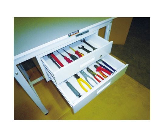 軽荷重立作業台（300kg）HAE型 900X600XH900 2段引出付 ヤンググリーン色　HAE-0960F2 YG