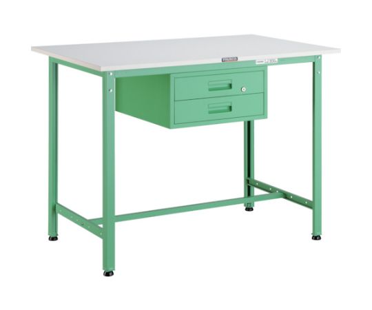 軽荷重立作業台（300kg）HAE型 900X600XH900 2段引出付 ヤンググリーン色　HAE-0960F2 YG