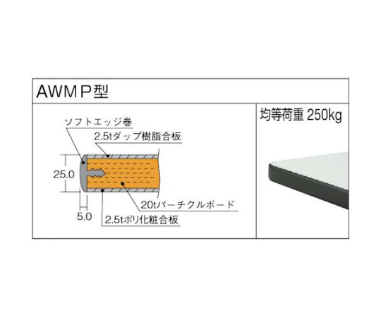AWMP型高さ調節作業台 1500X750XH700-910 ダークグレー色　AWMP-1575