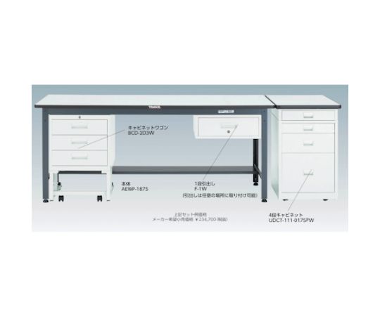 AEWR型作業台　1800X750　φ100ウレタンキャスター付　AEWR-1875CU100