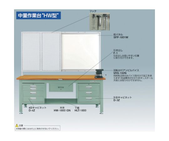 61-3071-78 HW型作業台 1800X750XH740 バイス付 HW-1800VRS 【AXEL