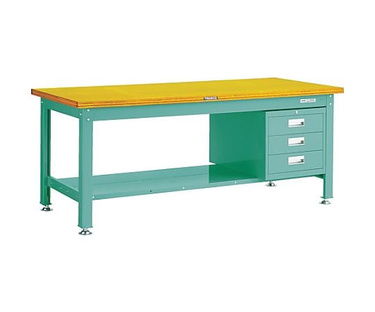 中荷重作業台（2000kg）DW型 1800X750XH740 3段引出付 グリーン色