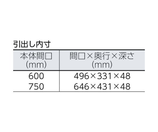 フェニックスワゴン 省音 600X400 薄型1段引出付 W色