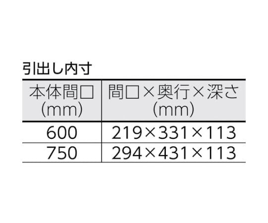 61-3087-13 フェニックスワゴン 省音 750X500XH600 2列引出付 YG色 PEW