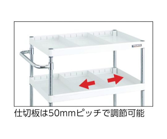 61-3088-27 フェニックスワゴン 省音 600X400 仕切2段付 引出付 W色