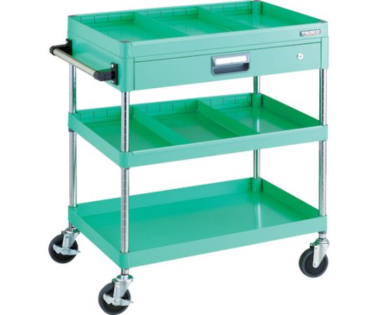 フェニックスワゴン 省音 750X500 仕切2段付 引出付 YG色