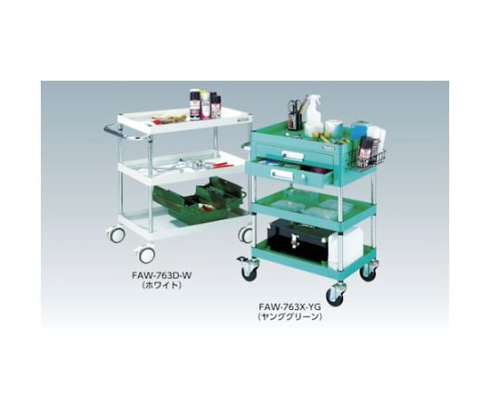 ツールワゴン ファルコンワゴン 900×600 ウレタン双輪車 ホワイト