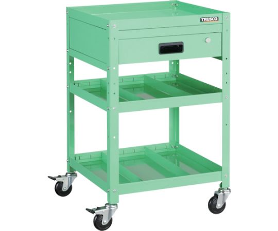 ラビットワゴン 500X500 引出1段 仕切2段付 ヤンググリーン