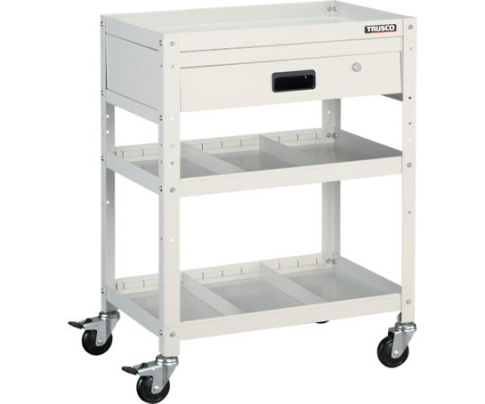 ラビットワゴン 600X400 引出1段 仕切2段付 ホワイト