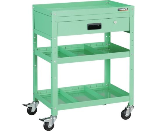 ラビットワゴン 600X400 引出1段 仕切2段付 ヤンググリーン