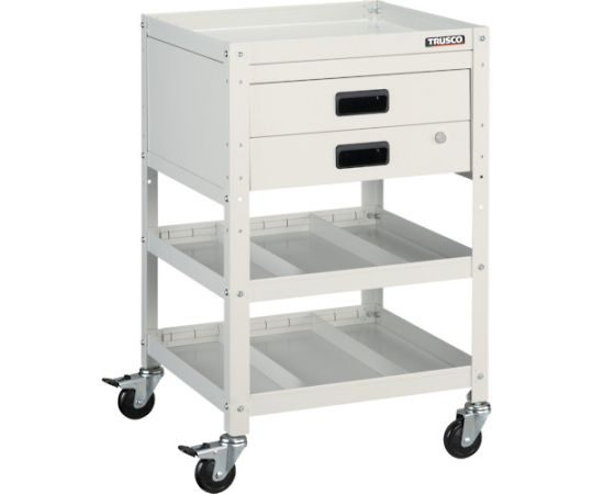 ラビットワゴン 500X500 引出2段 仕切2段付 ホワイト