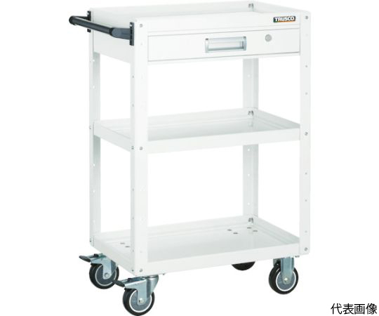 ツールワゴン イーグルワゴン 750×500×H740 引出付 ウレタン車輪 ヤンググリーン