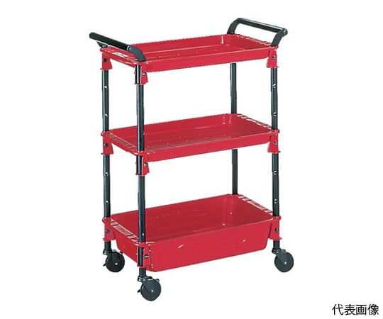 ツールワゴンロイヤル　586X320X833　深1浅2　赤