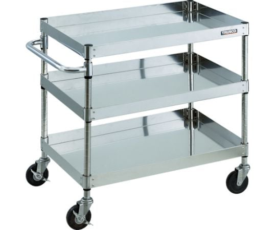 ステンレスワゴン クリーンフェニックスワゴン SUS304 W750×D500×H740 3段 導電性ゴム車輪