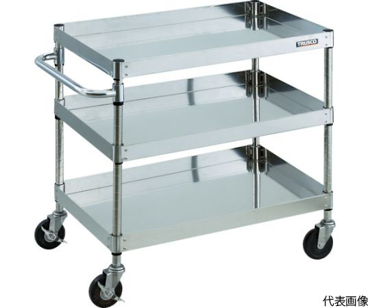 ステンレスワゴン クリーンフェニックスワゴン SUS304 W900×D600×H740 3段 導電性ゴム車輪