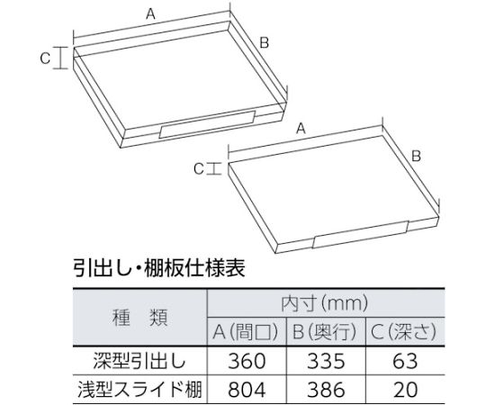 スライド工具キャビネット　881X551　コボレ止め天板付　DX-33