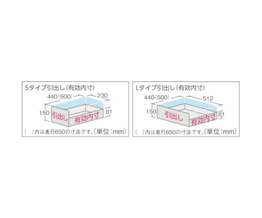 61-3105-28 スーパーヘビーキャビネット 窓・引出2個付 キャスター付