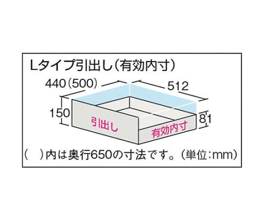 61-3105-28 スーパーヘビーキャビネット 窓・引出2個付 キャスター付