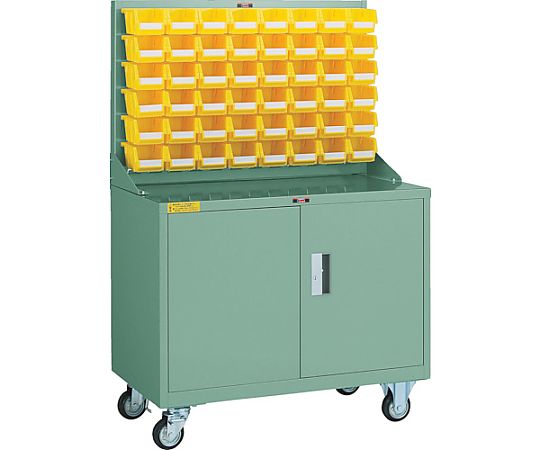 パネルコンテナラック　移動式保管庫付　コンテナ小X48