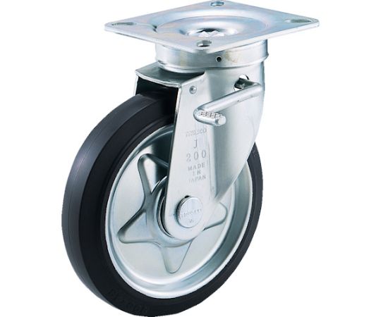 プレス製ゴムキャスター　自在ダブルストッパー付　Φ100