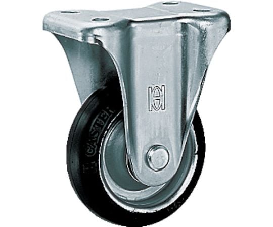 プレスキャスターKタイプ中荷重用 固定（ベアリング入り）ゴム車 車輪径180mm