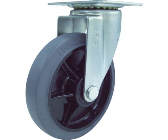 プレート式 自在 キャスター グレーゴム 車輪径150mm Jタイプ RJ2型 取付寸法80×80（75×75）