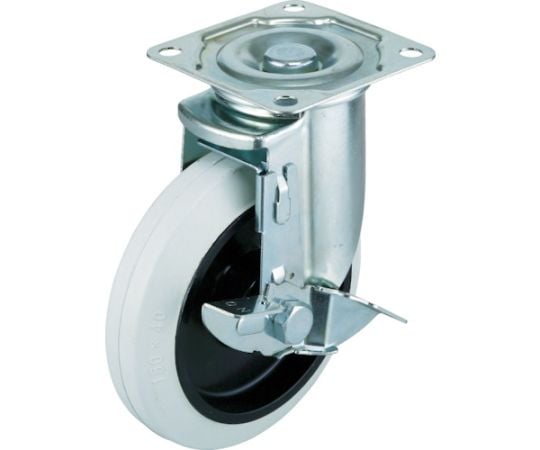 エアーキャスター（自在車ストッパー付） 150mm ホワイトゴム車