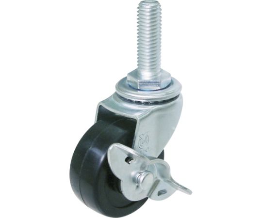 ねじ込み式 自在 キャスター ゴム 車輪径50mm ストッパー付き Lタイプ LT-S型 ネジ寸法M12×35ピッチ1.75