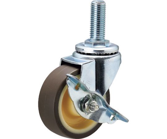 ねじ込み式 ストッパー付 ウレタンベアリング入りキャスター 75mm