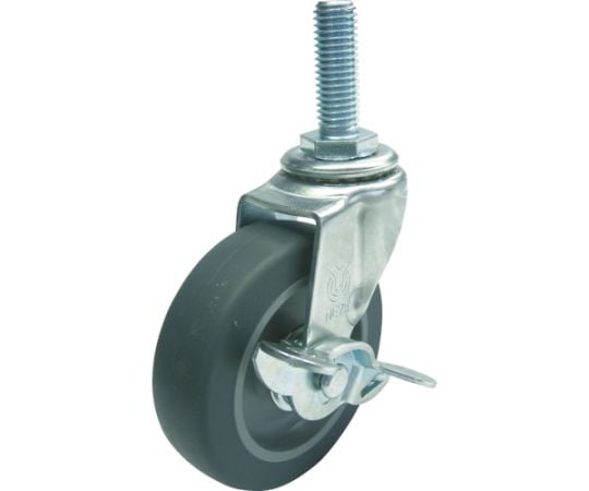 ねじ込み式 自在 キャスター エラストマー 車輪径50mm ストッパー付き Lタイプ LT-S型 ネジ寸法M12×35ピッチ1.75