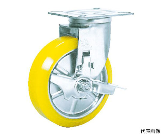 ステンレスキャスター　制電性ウレタン車輪自在ストッパー付