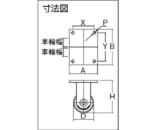 低床重荷重用双輪キャスター　固定　80径　BSD-GSPO-80K