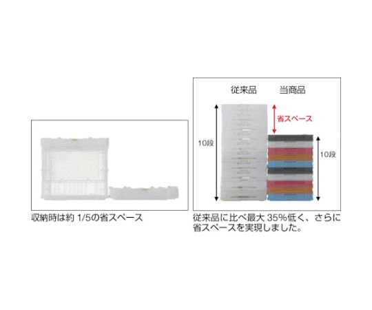 61-3182-13 オリコン 薄型折りたたみコンテナスケルコン 40Lロックフタ