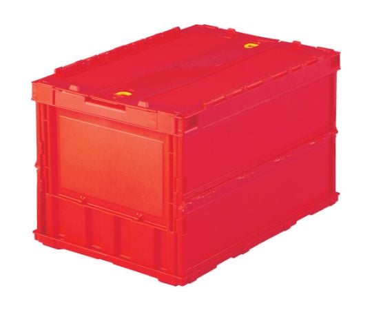 薄型折りたたみコンテナ オリコン 50L ロックフタ付 レッド 赤