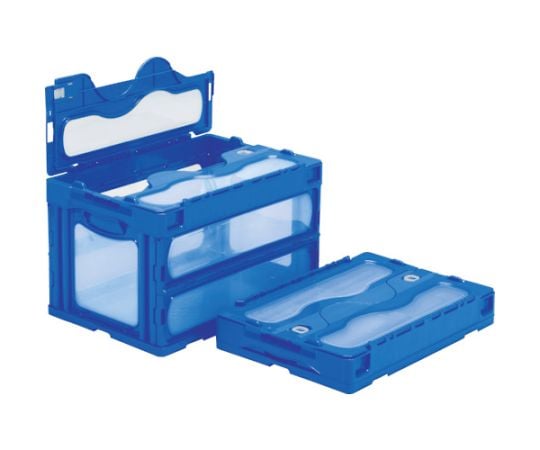 フタ一体型折りたたみコンテナー 559000 マドコンC-50Bブルー