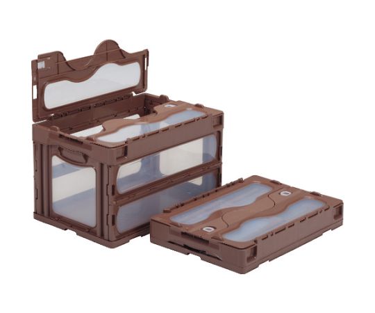 フタ一体型折りたたみコンテナー 559000 マドコンC-50Bブラウン