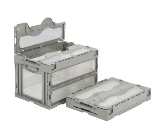 フタ一体型折りたたみコンテナー 559000 マドコンC-50B ライトグレー