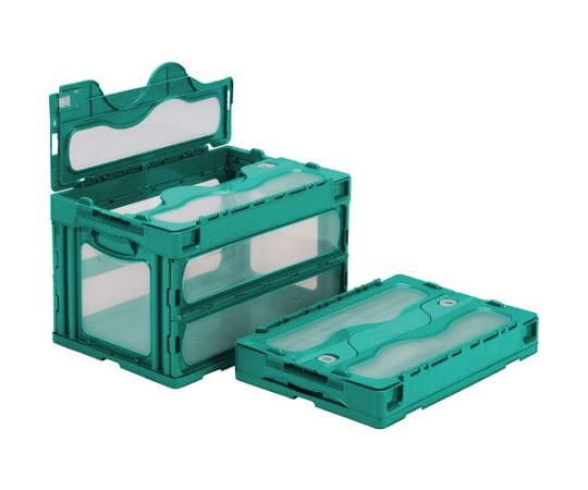 フタ一体型折りたたみコンテナー 559000 マドコンC-50Bグリーン