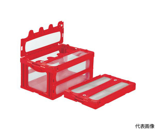 フタ一体型折りたたみコンテナー 559060 マドコンC-75B ライトグレー