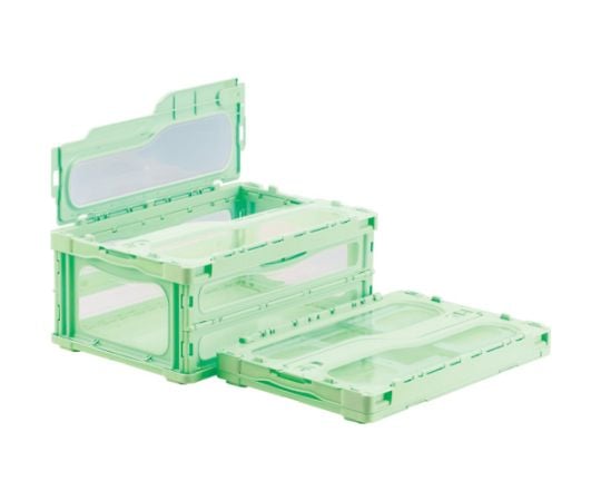 フタ一体型折りたたみコンテナー 559130 マドコンライトC-30Bグリーン