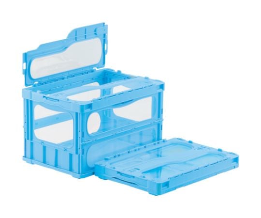フタ一体型折りたたみコンテナー 559110 マドコンライトC-50Bブルー