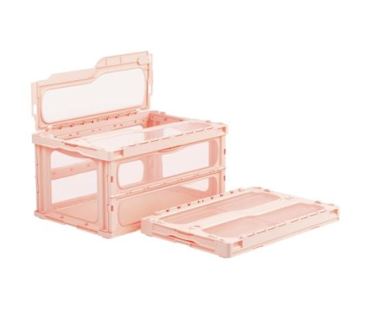 フタ一体型折りたたみコンテナー 559180 マドコンライトC-75Bピンク