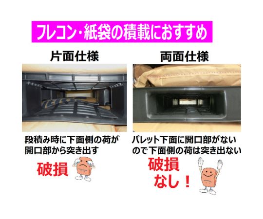 輸出梱包用プラスチックパレットEXM-1411　両面四方差し　黒　EXM-1411-F-BK