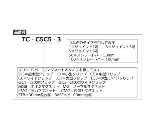 ホルダー式クリップ　ワイドクリップ+ジョイント1連+中型クリップ　TC-C6C5-1