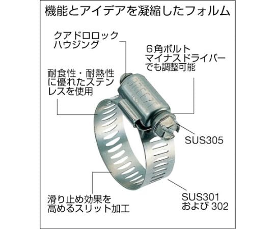 61-3357-84 ステンレス強力機械ホースバンド 締付径8～12mm （10個入） TSB-12