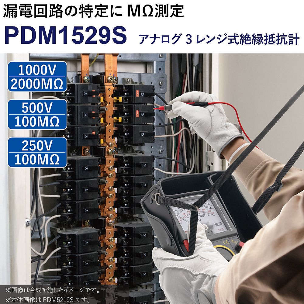 61-3516-47 絶縁抵抗計 小型３レンジ式／アナログ PDM1529S 【AXEL
