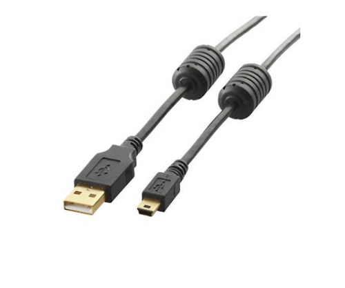 USB2.0ケーブル A-miniBタイプ フェライトコア付 1m ブラック